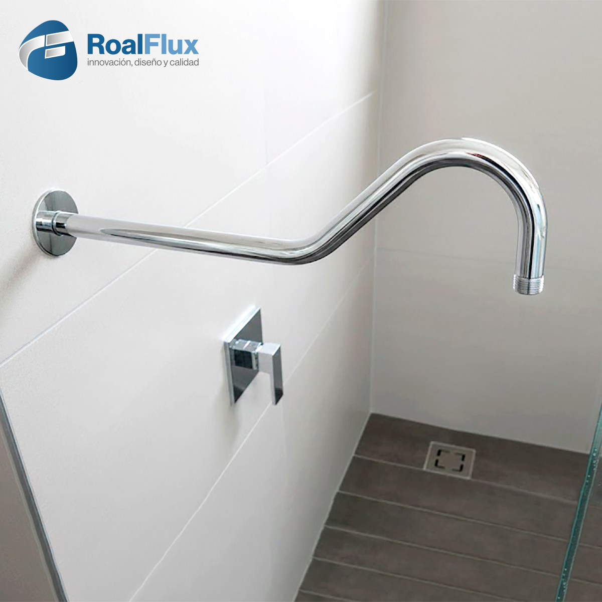 Brazo curvo y chapetón para regadera 38cm (36279) - Roalflux, image size:1200x1200
